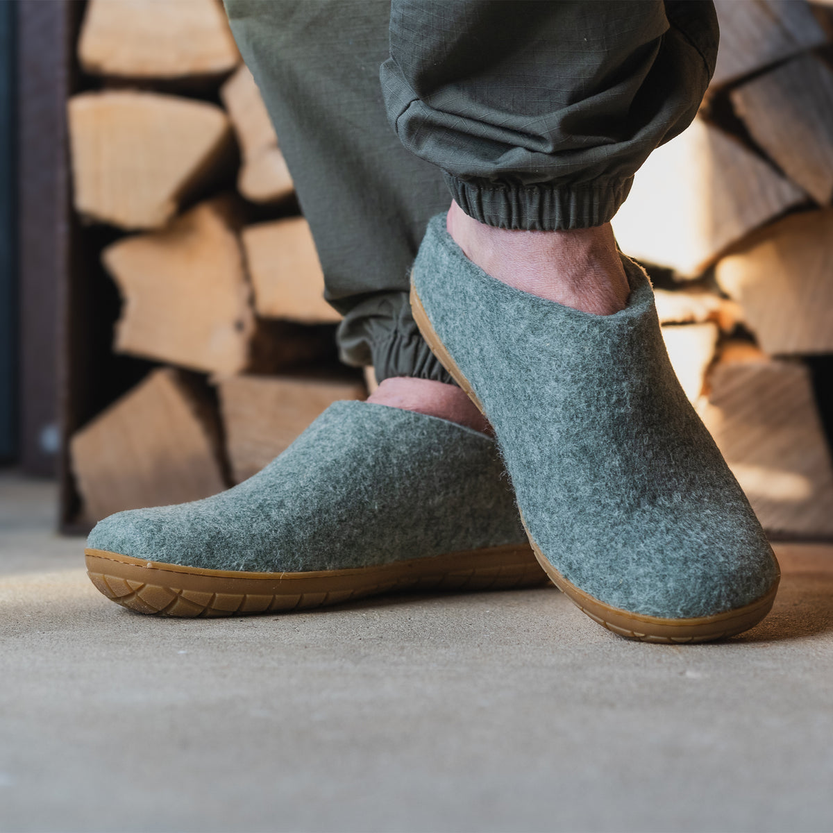 glerups Tøffel med naturgummisål - honey Tøfler med naturgummisål 14 Moss