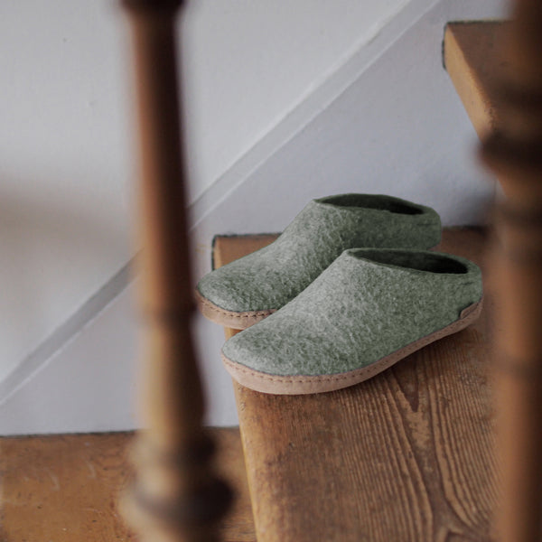 glerups Tøffel med skindsål Tøfler med skindsål 14 Moss