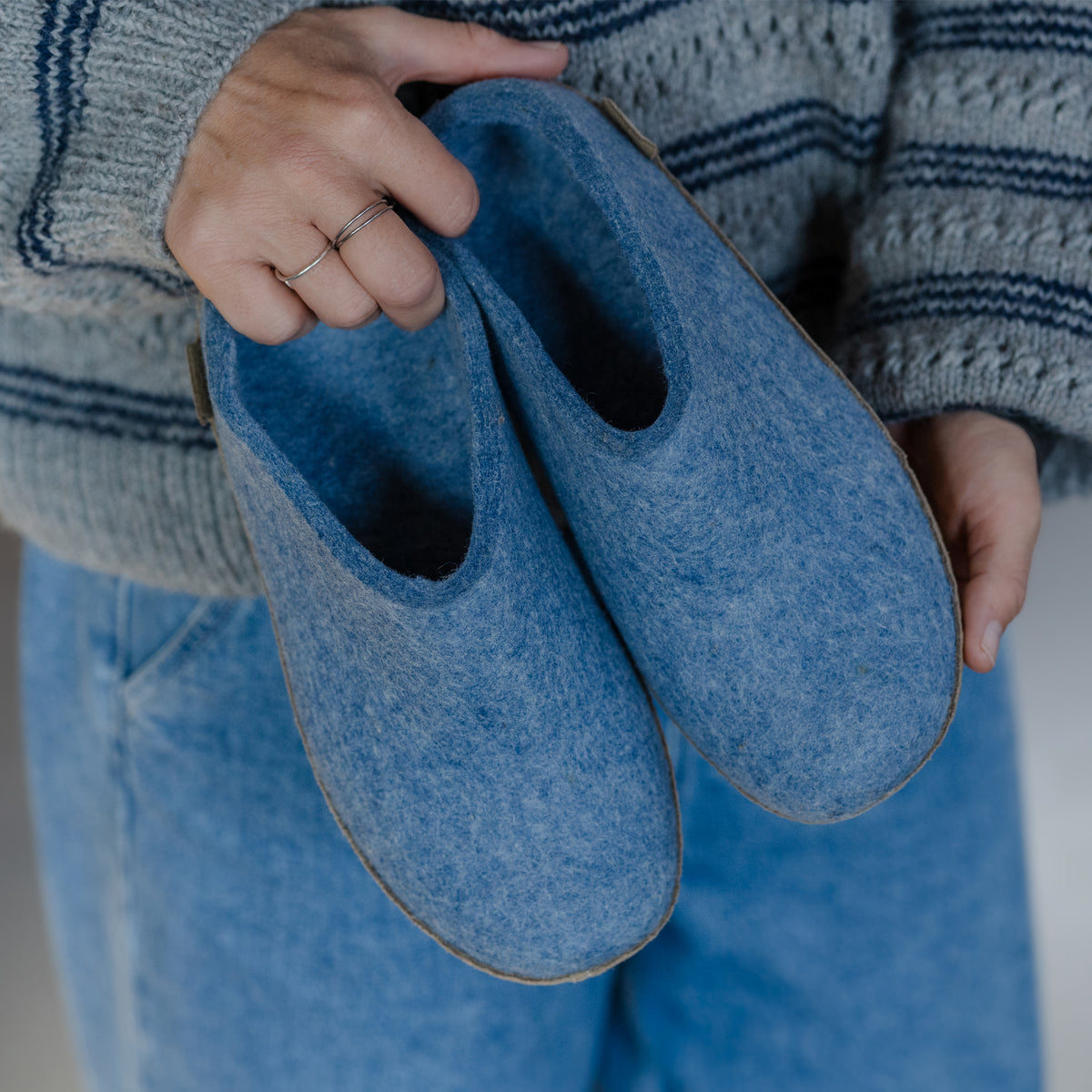 glerups Tøffel med skindsål Tøfler med skindsål 17 Sky