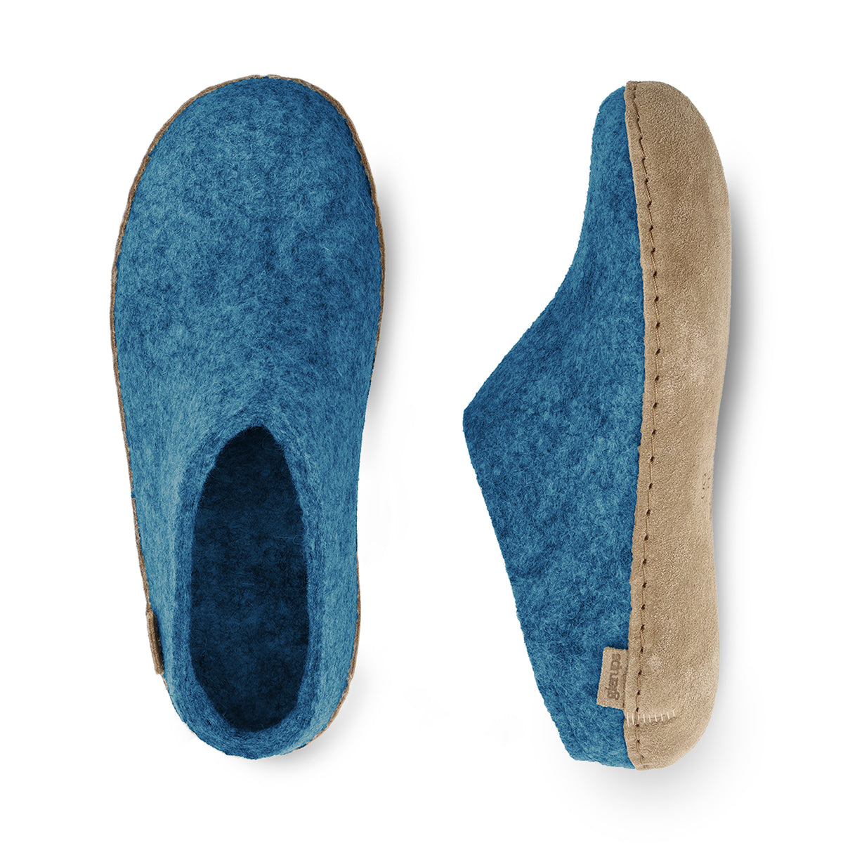 glerups Tøffel med skindsål Tøfler med skindsål Petrol